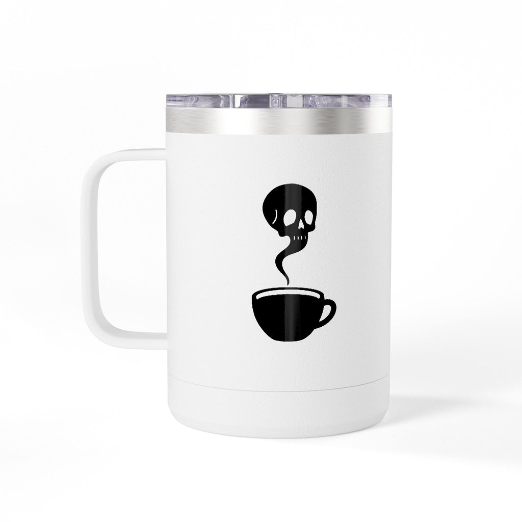 “Death By Coffee” - Cemetery Coffee Mug Tumbler - 15oz Skull Design