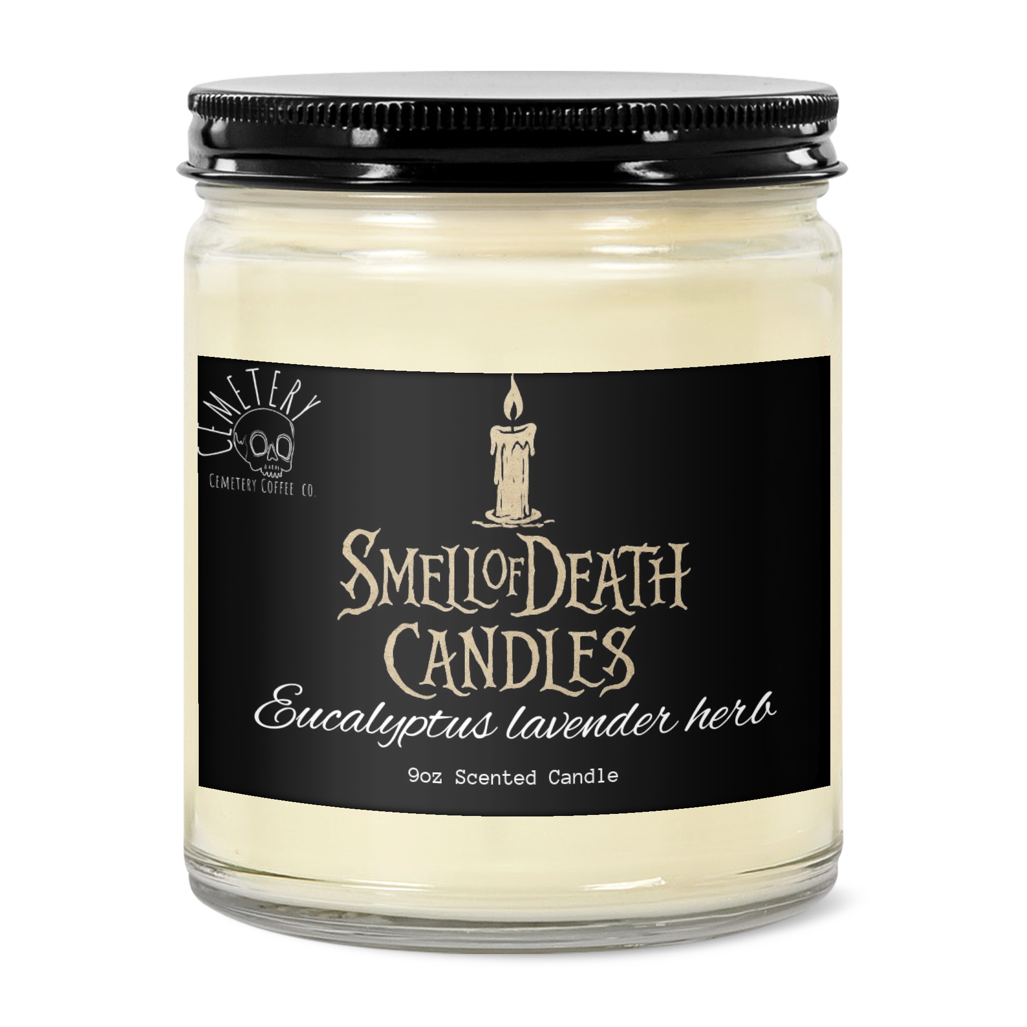 "Eucalyptus lavender herb" - 9oz SmellOfDeath Scented Candle